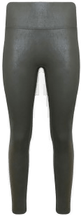 Magic Leather Look Legging Mørkgrønn
