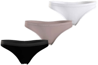 Tommy Hilfiger Everyday Luxe Thong 3P Svart/Hvit
