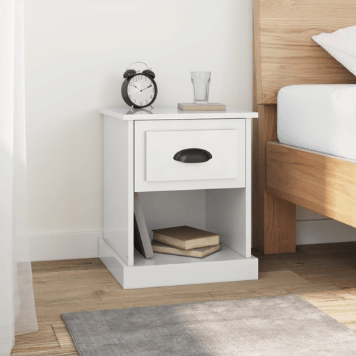 Vidaxl Nattbord høyglans hvit 39x39 cm