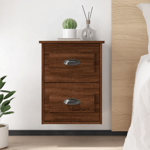 Vidaxl Veggmonterte nattbord 2 stk brun eik