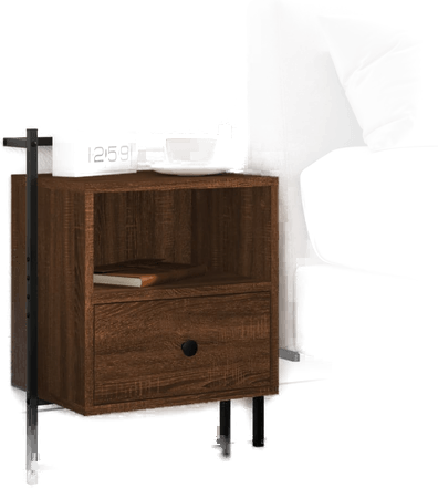 Vidaxl Nattbord veggmontert brun eik