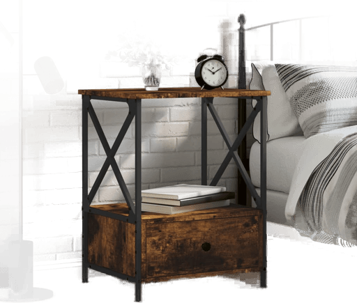 Vidaxl Nattbord røkt eik 50x41 cm