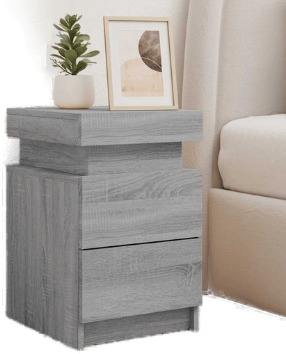 Vidaxl Nattbord med LED grå sonoma