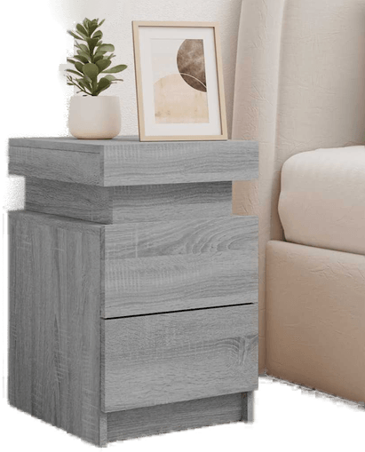 Vidaxl Nattbord med LED 2 stk grå