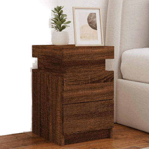 Vidaxl Nattbord med LED 2 stk brun eik