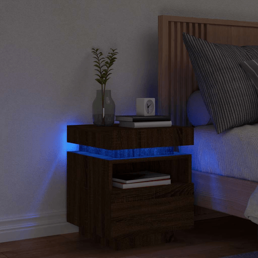 Vidaxl Nattbord med LED brun eik