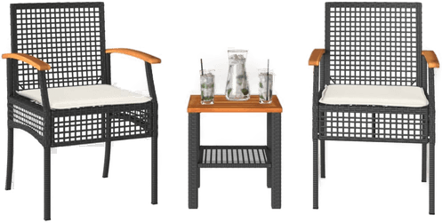 Vidaxl Bistrosett 3 deler svart