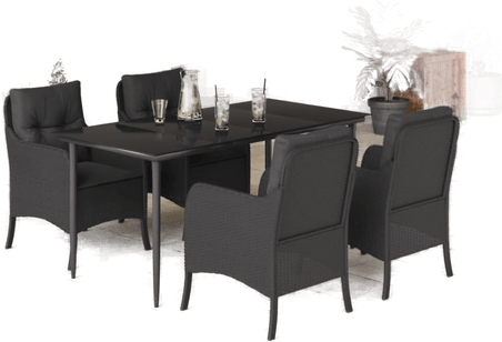 Vidaxl Hagespisegruppe 5 deler svart