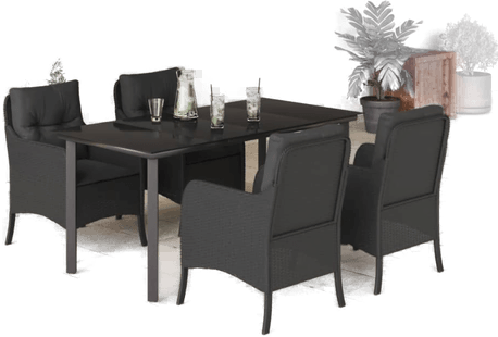 Vidaxl Hagespisegruppe 5 deler svart