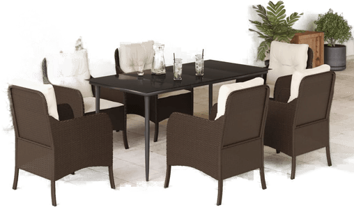 Vidaxl Hagespisegruppe 7 deler brun