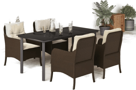 Vidaxl Hagespisegruppe 5 deler brun