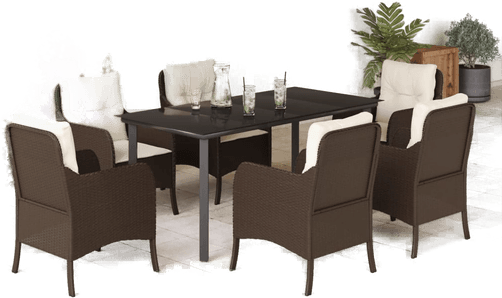 Vidaxl Hagespisegruppe 7 deler brun