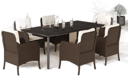 Vidaxl Hagespisegruppe 7 deler brun