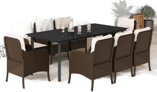 Vidaxl Hagespisegruppe 9 deler brun