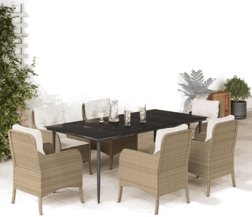 Vidaxl Hagespisegruppe 7 deler beige