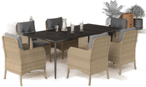 Vidaxl Hagespisegruppe 7 deler beige