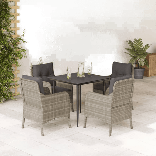 Vidaxl Hagespisegruppe 5 deler lysegrå