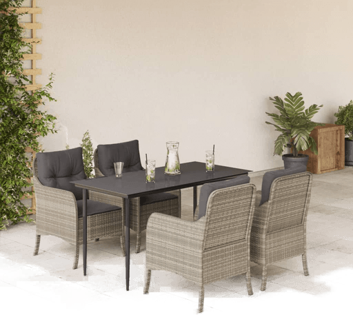 Vidaxl Hagespisegruppe 5 deler lysegrå