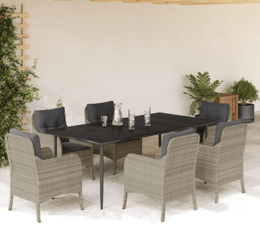 Vidaxl Hagespisegruppe 7 deler lysegrå