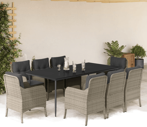 Vidaxl Hagespisegruppe 9 deler lysegrå