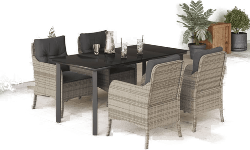 Vidaxl Hagespisegruppe 5 deler lysegrå