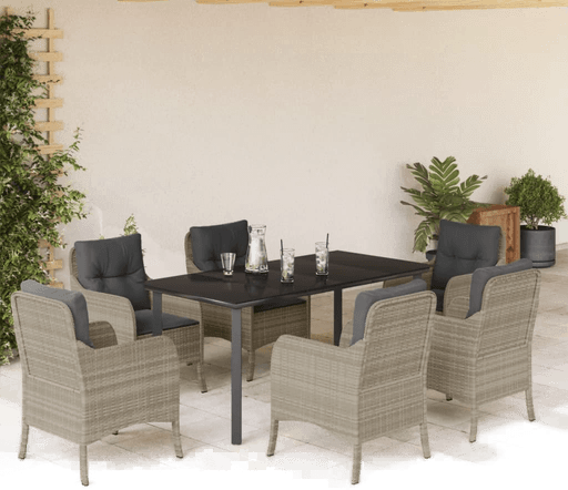 Vidaxl Hagespisegruppe 7 deler lysegrå