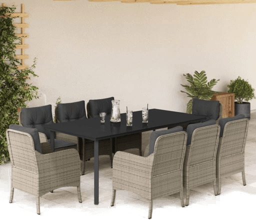 Vidaxl Hagespisegruppe 9 deler lysegrå