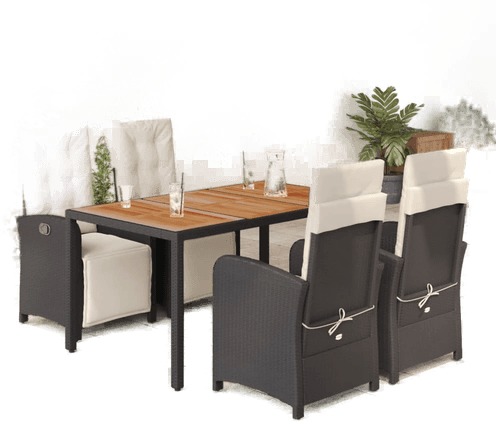 Vidaxl Hagespisegruppe 5 deler svart