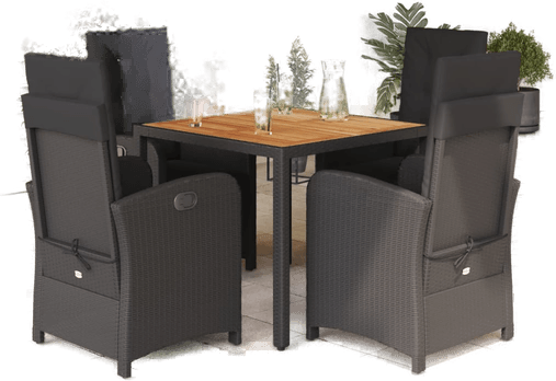 Vidaxl Hagespisegruppe 5 deler svart