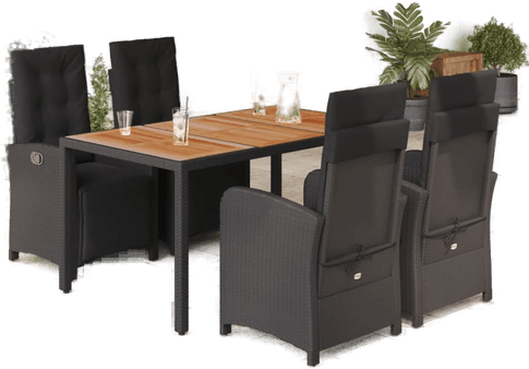 Vidaxl Hagespisegruppe 5 deler svart