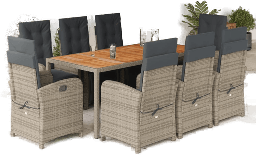 Vidaxl Hagespisegruppe 9 deler grå