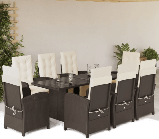 Vidaxl Hagespisegruppe 9 deler brun