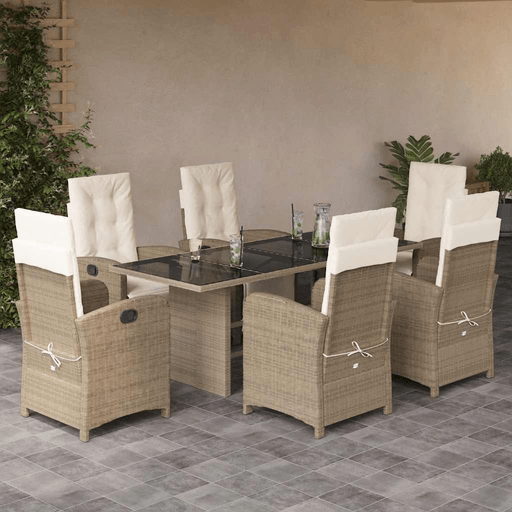 Vidaxl Hagespisegruppe 7 deler beige