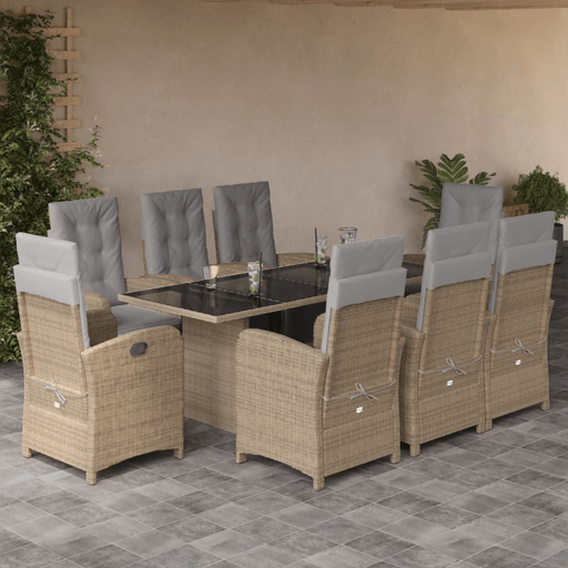 Vidaxl Hagespisegruppe 9 deler beige