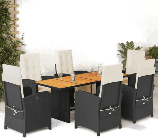 Vidaxl Hagespisegruppe 7 deler svart