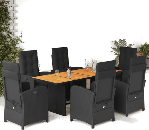 Vidaxl Hagespisegruppe 7 deler svart