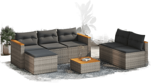 Vidaxl Hagesofa 5 deler grå polyrotting