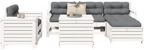 Vidaxl Hagesofasett 7 deler hvit