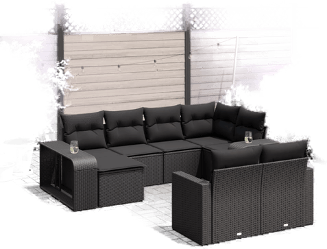 Vidaxl Hagesofasett 10 deler svart