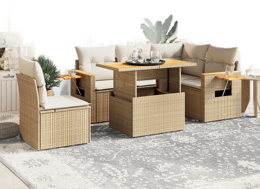 Vidaxl Hagesofagruppe 6 deler beige