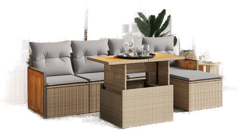 Vidaxl Hagesofagruppe 6 deler beige