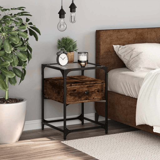 Vidaxl Nattbord røkt eik 40x40 cm