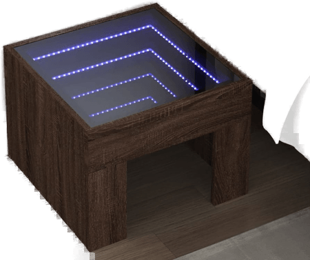 Vidaxl Salongbord Infinity LED brun 40x40 cm