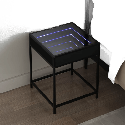 Vidaxl Salongbord Infinity LED svart 40x40 cm