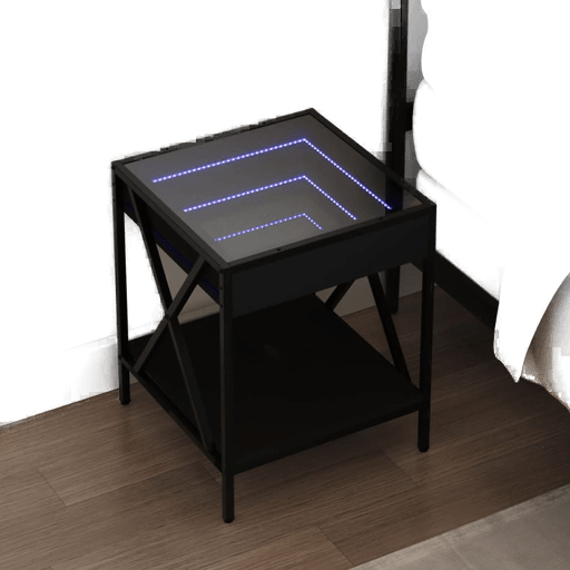 Vidaxl Salongbord Infinity LED svart 40x40 cm