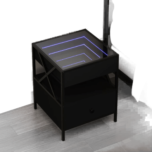 Vidaxl Salongbord Infinity LED svart 40x40 cm