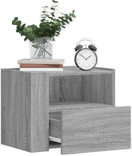 Vidaxl Veggmontert nattbord grå sonoma