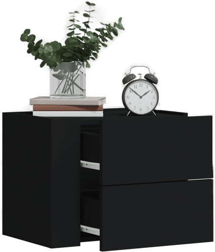 Vidaxl Veggmonterte nattbord 2 stk svart