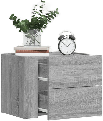 Vidaxl Veggmonterte nattbord 2 stk grå 45x30x35 cm