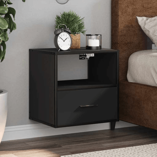 Vidaxl Veggmonterte nattbord 2 stk svart